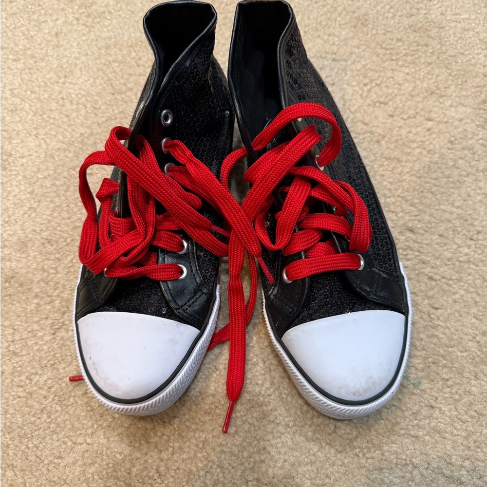 Double Platinum Performancewear black sequin high top sneaker